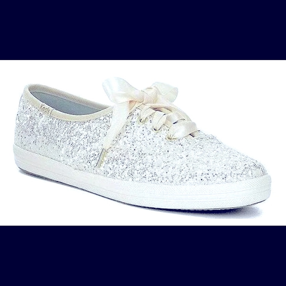 Kate Spade Keds silver glitter size 8